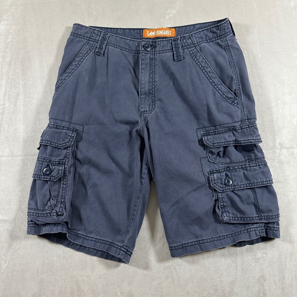 Lee Dungarees Cargo Shorts Mens 30 Navy Blue Cotton Utility Pockets Z858